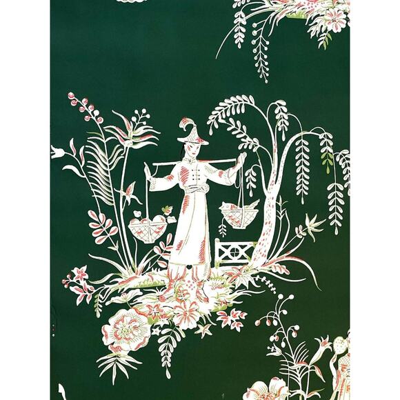Vintage Roll 50s Wallpaper Thomas Strahan Chinoiserie Mid Century Union Made NEW - Picture 5 of 9